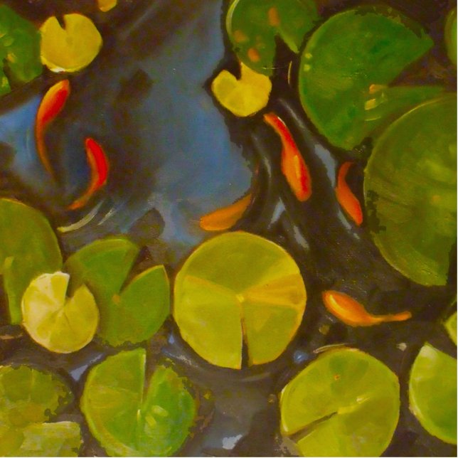 Photo Sculpture Poisson D'Or Koi Pond Water Lys (Devant)