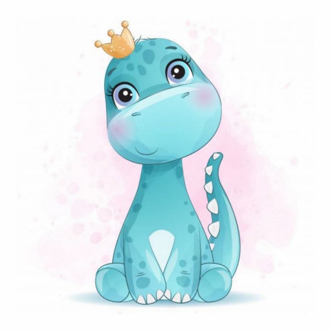 Photo Sculpture Princesse Turquoise Dinosaure Baby shower Topper (Devant)