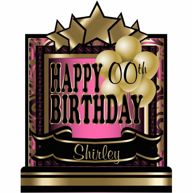 Photo Sculpture Rose et or Abstrait Joyeux 00e anniversaire (Devant)