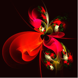 Photo Sculpture Rouge Vert Floral Moderne Art Abstrait Motif #02