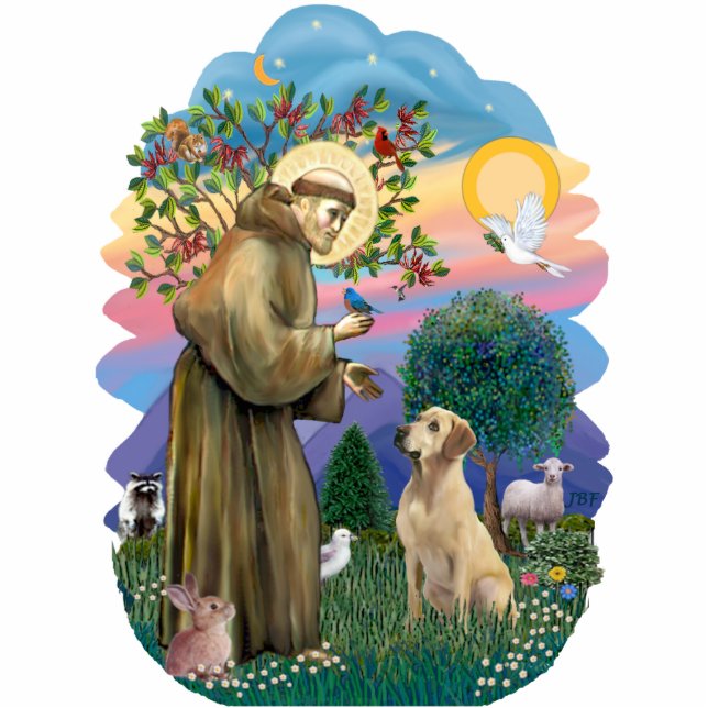 Photo Sculpture Saint Francis et le Labrador jaune (Devant)