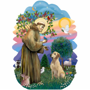 Photo Sculpture Saint François et le Labrador jaune