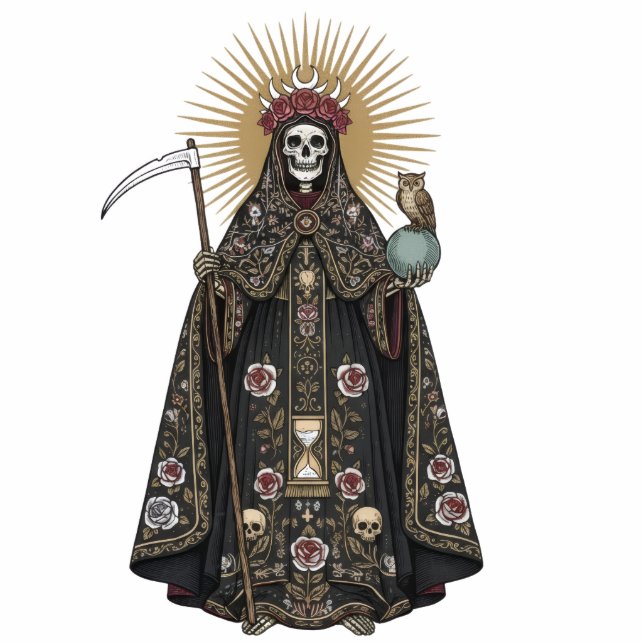Photo Sculpture Santa Muerte Saint Holy Death Black Robe 2D Statue (Devant)