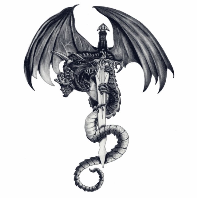 Photo Sculpture Sculpture en photo de dragon et d'épée (Devant)