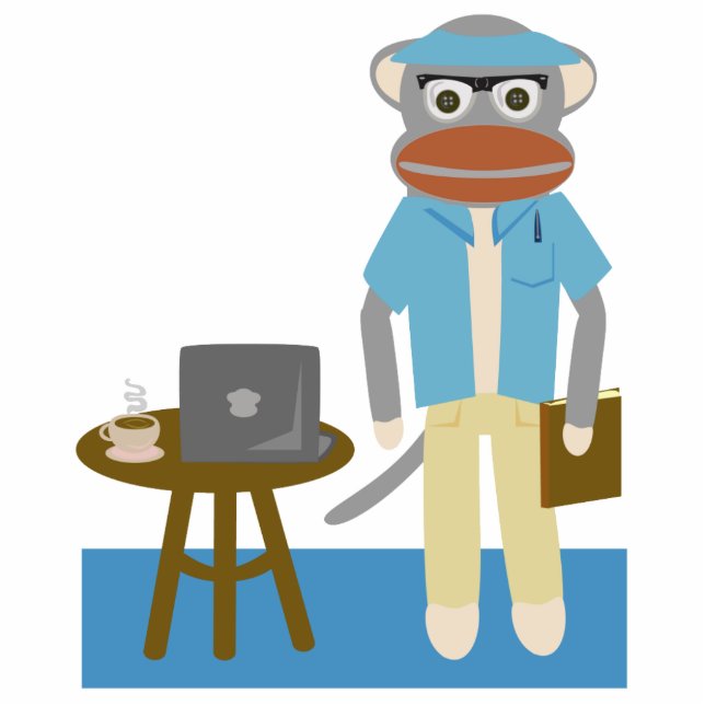 Photo Sculpture Sock Monkey Auteur amusant personnage de dessin (Devant)