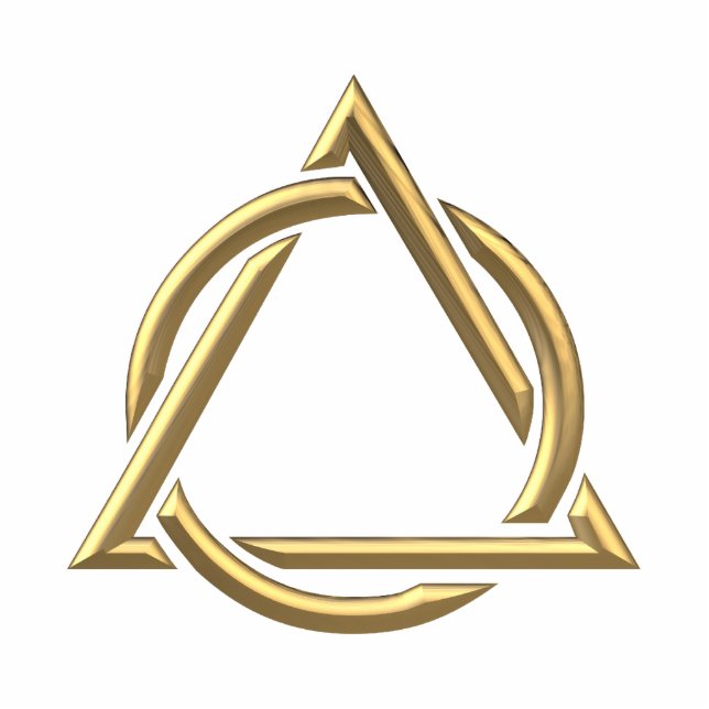 Photo Sculpture Symbole "à trois dimensions" d'or de trinité (Devant)