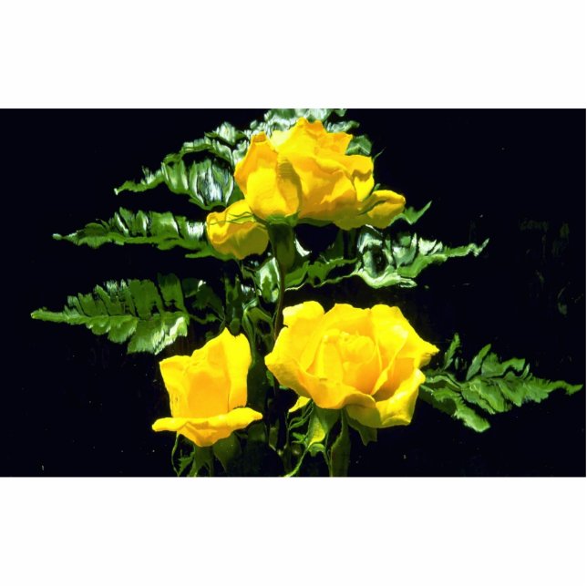 Photo Sculpture Trois roses jaunes (Devant)