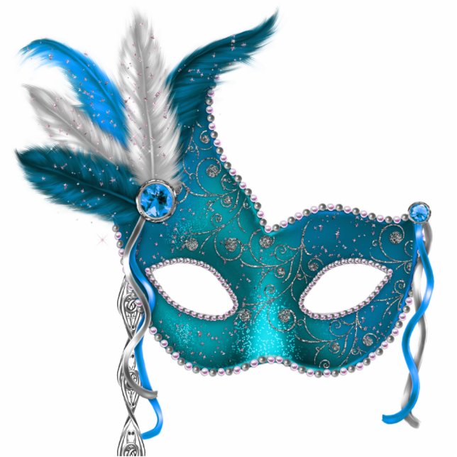 Photo Sculpture Turquoise Blue Masquerade (Devant)