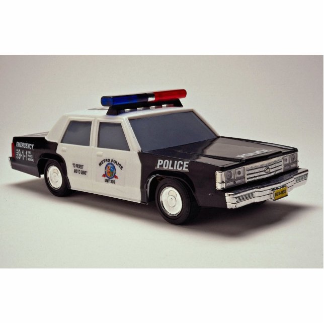 Photo Sculpture Voiture de police noire et blanche (Devant)