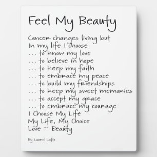 Photo Sentez ma beauté Cancer Inspiration Poème Plaque