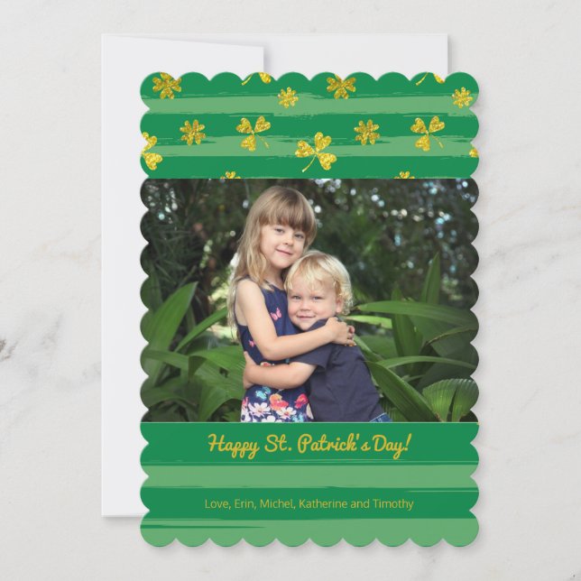 Photo Shamrock d'or Carte de la Saint-Patrick (Devant)