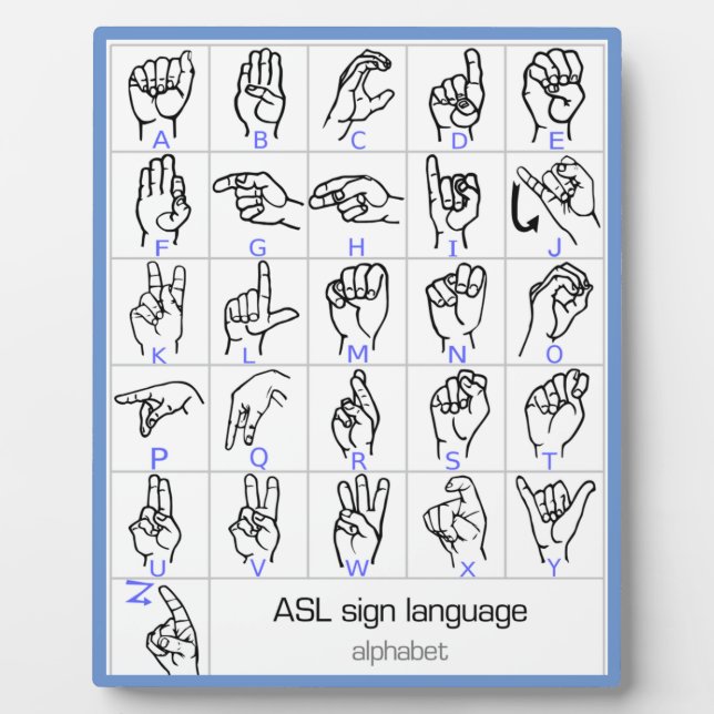 Photo SIGNE LANGUE Plaque ALPHABET (Devant)