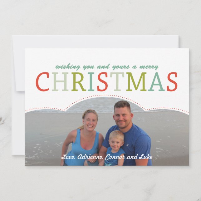 Photo simple Carte de Noël de famille couleurs mod (Devant)
