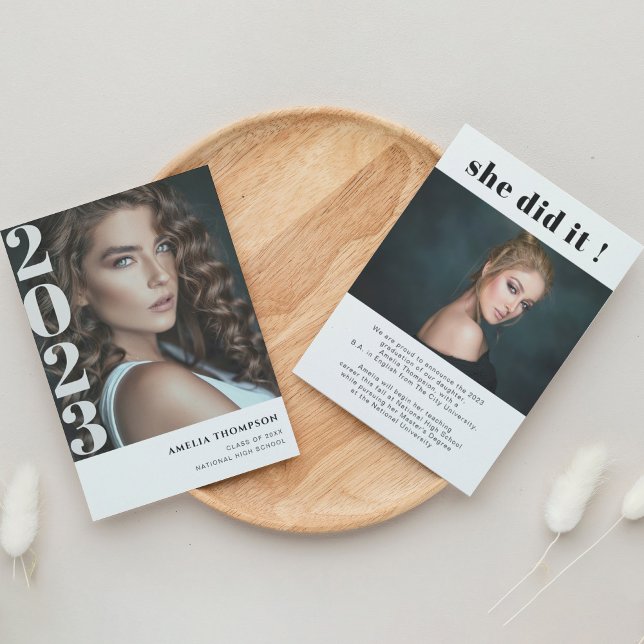 Photo simple Elle l'a fait Faire-part de diplôme (Créateur téléchargé)