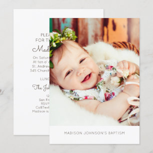 Photo simple et moderne Baptême Party Invitation