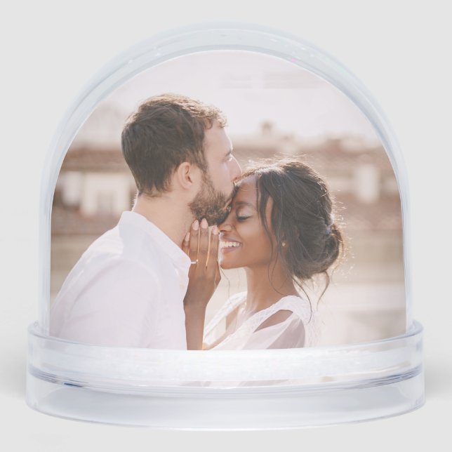 Photo Simple Modern Love Wedding Keepsake Couple Schneekugeln (Vorderseite)