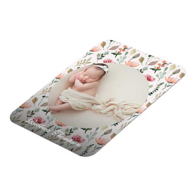 Photo & Simple White Text Unique Modern Keepsake  Magnet (Linke Seite)