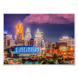 Photo Skyline de nuit Cincinnati Ohio 2019 - Impression