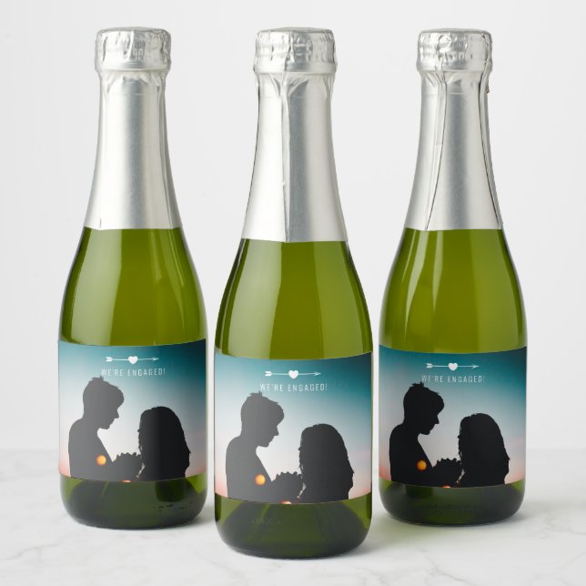 Photo sombre | FIANÇAILLES | Mini Étiquette de vin (Bouteilles)