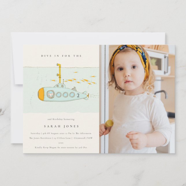 Photo sous-marine à tout âge Invitation d'annivers (Devant)