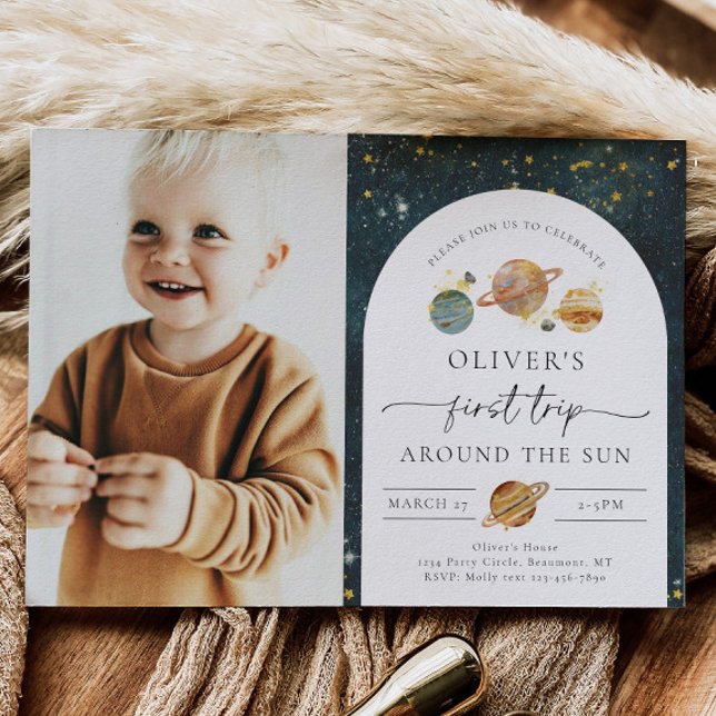 Photo spatiale Invitation d'anniversaire | Premier (Créateur téléchargé)
