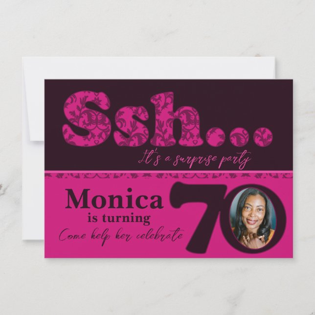 Photo ssh invitation de 70e anniversaire rose surp (Devant)