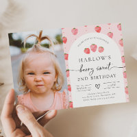 Photo Strawberry Invitation d'anniversaire | frais
