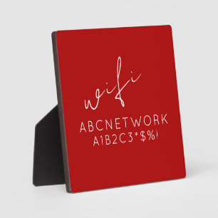 Photo Stylish Red WiFi Password Sign Plaque