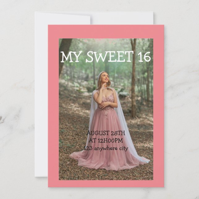 PHOTO SWEET 16 ANNIVERSAIRE INVITATION (Devant)