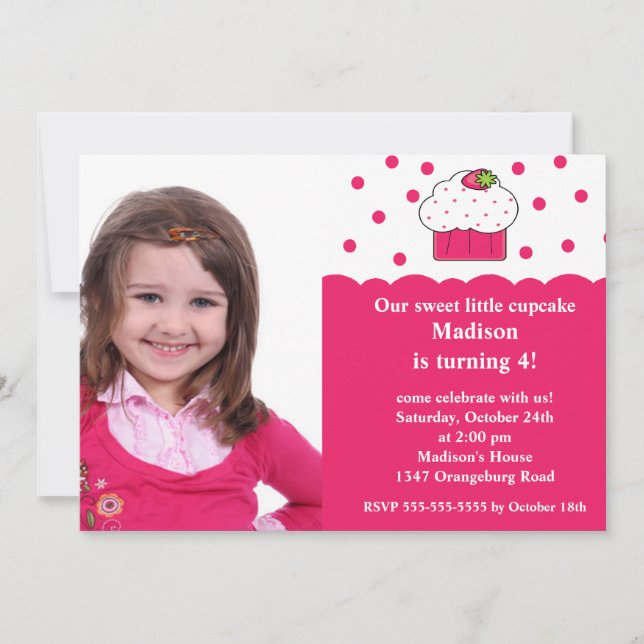 Photo Sweet Cupcake Invitation d'anniversaire (Devant)