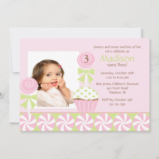 Photo Sweet Cupcake Invitation d'anniversaire (Devant)