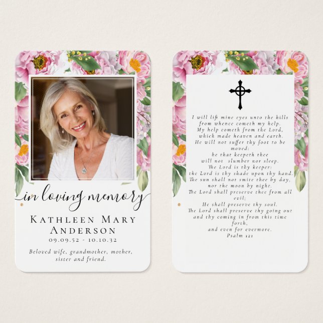 Photo Sympathy Funeral Memorial Prayer Card (Devant & derrière)