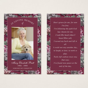 Photo Sympathy Funeral Memorial Prayer Cartes