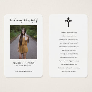 Photo Sympathy Funeral Memorial Prayer Cartes