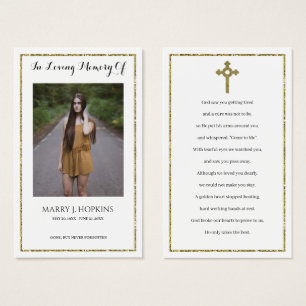 Photo Sympathy Funeral Memorial Prayer Cartes