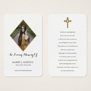 Photo Sympathy Funeral Memorial Prayer Cartes