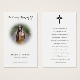 Photo Sympathy Funeral Memorial Prayer Cartes