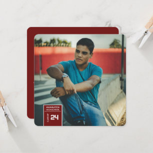 Photo Tab Graduation Maron Party Invitation Card