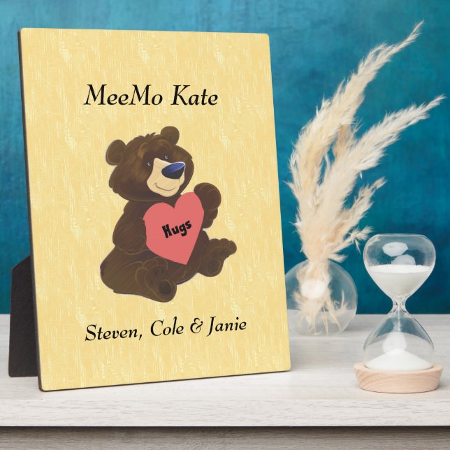 Photo Teddy Bear Hugs Heart Custom Plaque (Côté)
