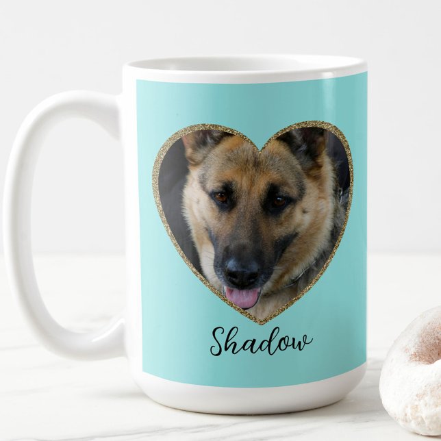 Photo Template Glitter Heart With Pet Custom Name Kaffeetasse (Von Creator hochgeladen)
