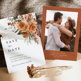 Photo Terracotta Boho Rose Floral Wedding Save The Date