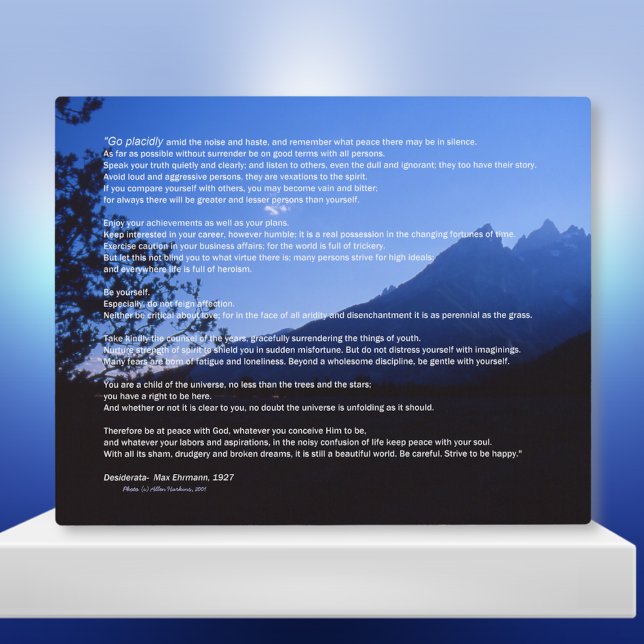 Photo Teton Mountains Desiderata Plaque (Créateur téléchargé)