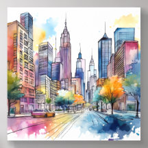 Aquarelle colorée Cityscape