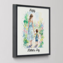 Aquarelle personnalisée de mère et fils