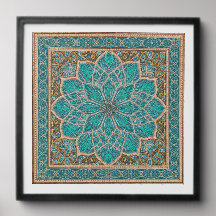 Mosaïque géométrique islamique turquoise
