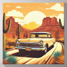Imprimer Retro Desert Car Art