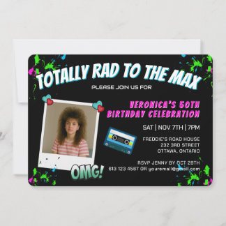 Photo Totally 80s Retro Birthday Party Invitation Einladung