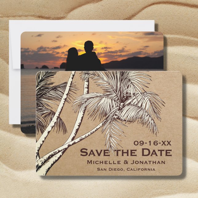 PHOTO Tropical Palm Tree Beach Wedding Save The Date (Von Creator hochgeladen)