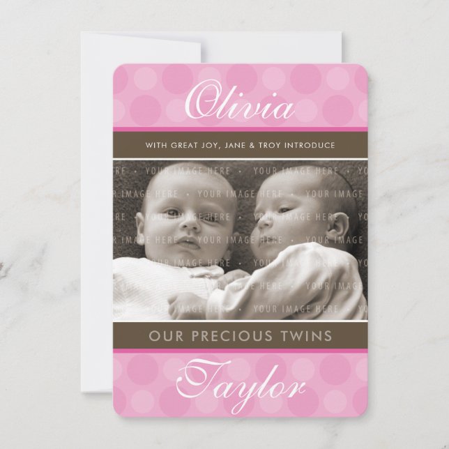 PHOTO TWINS FAIRE-PART DE NAISSANCE petites filles (Devant)