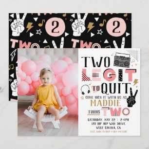 Photo Two Legit to Quit Second Birthday Invitation